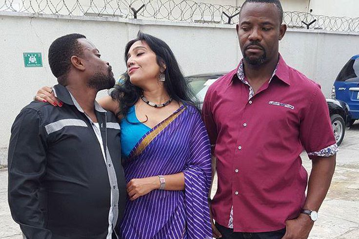 Ime Bishop Umoh, Okey Bakkasi on set of Emem Isong's 'Love is in the Hair.'
