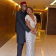 Annie Idibia's first look to the FORTYfied event held on September 20th 2015, pictured with husband 2face Idibia