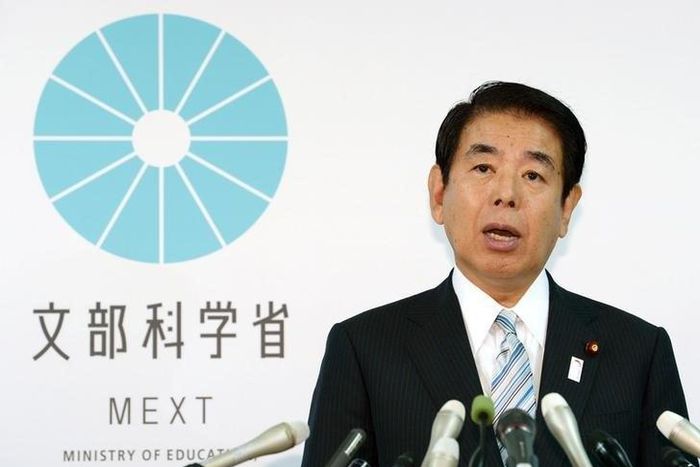Hakubun Shimomura, Minister of Education, Culture, Sports, Science and Technology, attends a news conference at the ministry in Tokyo, Japan, in this photo taken by Kyodo Septemebr 25, 2015. REUTERS/Kyodo