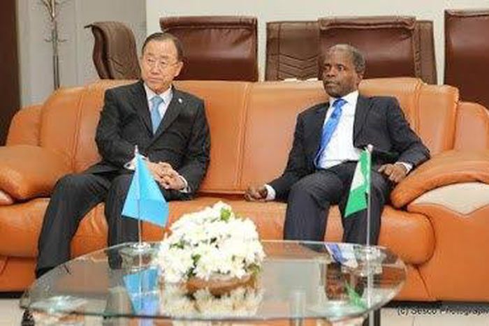 Vice President, Yemi Osinbajo meets with UN Secretary General, Ban Ki-Moon