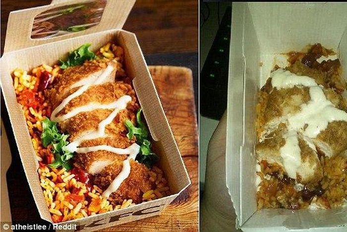 Furious fast food customer posts picture of his KFC Rice Box next to an ad showing what his meal SHOULD look like