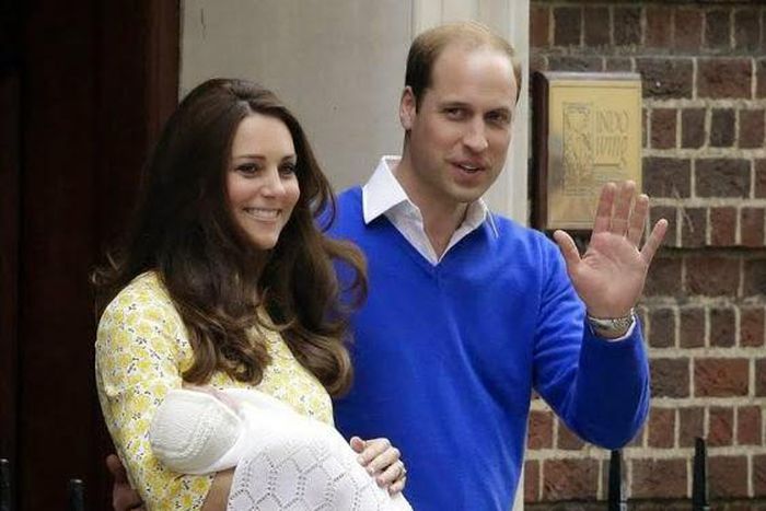 Prince Williams waves at well wishers as Kate Middleton smiles to the waiting crowd