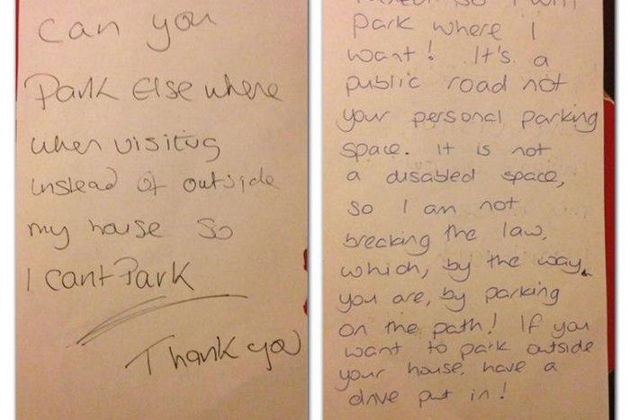 Woman insulted after she told man not to park in front of her house