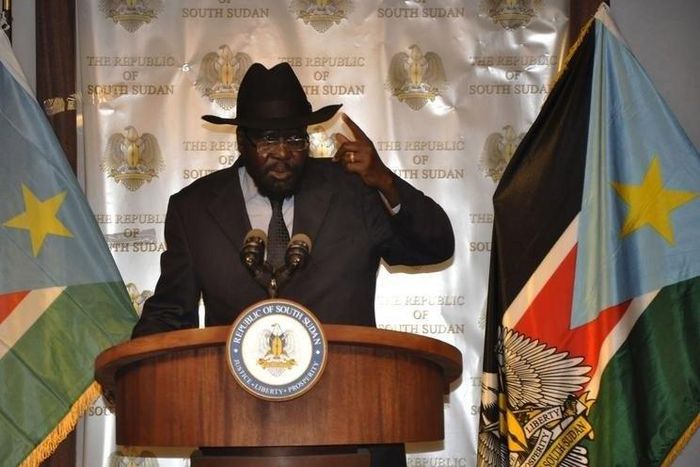 South Sudan's President Salva Kiir addresses a news conference at the Presidential palace in Juba, September 15, 2015. REUTERS/Jok Solomun
