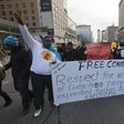 Protesters march up a downtown street during protest against a past presidential election in the Democratic Republic of the Congo, in a file photo.  REUTERS/Mark Blinch