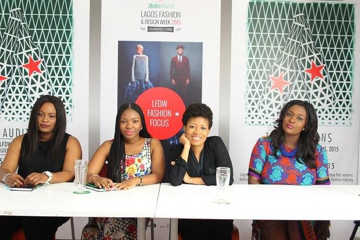 From left, Mobolaji Sadare, Buyer Grey Velvet Nigeria, Wadami Amolegbe - Creative Director Fashion Focus, Amaka Osakwe - Creative Director, Maki Oh & Jennifer Onochie - Program Manager, Arts & Creative Industries of British Council Nigeria at the Lagos...