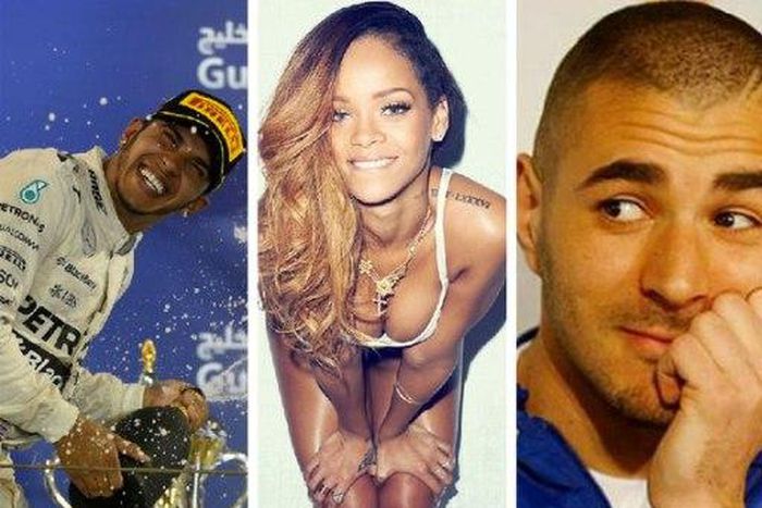 Pop singer, Rihanna just might be dumping Footballer, Karim Benzema, for Formula One champ, Lewis Hamilton