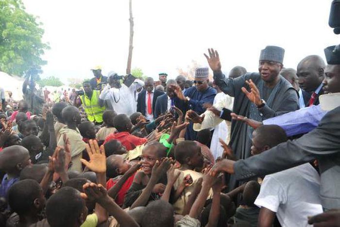 Senate President, Bukola Saraki visits IDPs in Maiduguri on August 3, 2015.
