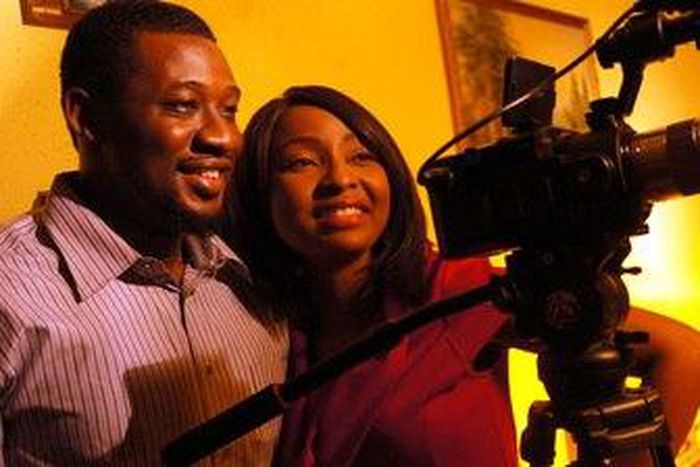 Beverly Naya and Daniel K Daniel on set of 'Amiable'.