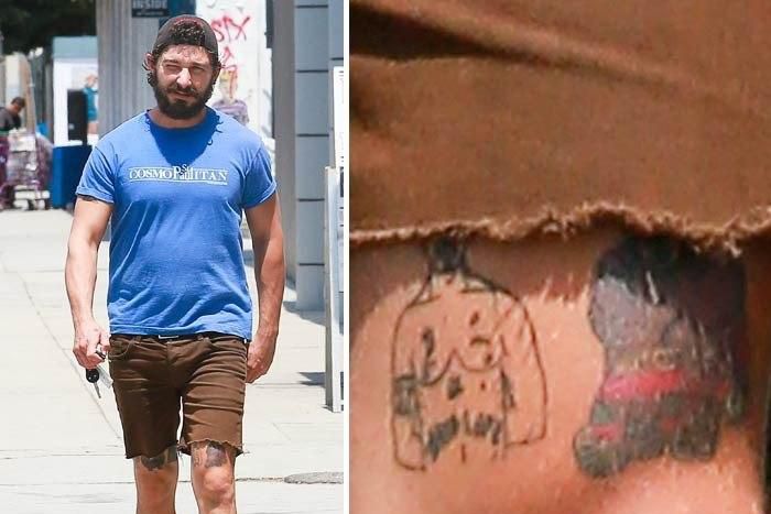Shia LaBeouf tattoos Tupac Shakur on his left thigh