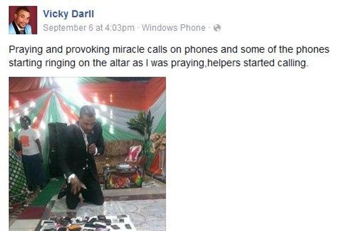 Pastor shares photos on facebook of him provoking miracles via church members phones