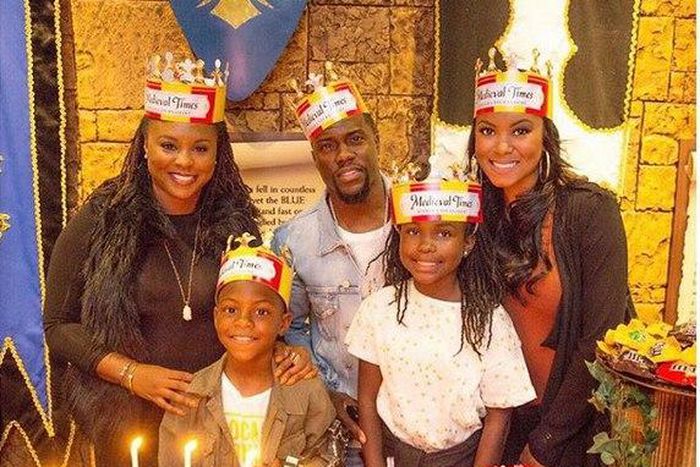 From right to left - Torrei Hart, Kevin Hart, Eniko Parrish with daughter and son, Hendrix Hart