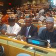 Senate President, Bukola Saraki and House of Representatives Speaker, Yakubu Dogara in New York for the United Nations (UN) Conference of Parliamentary Heads on August 31, 2015