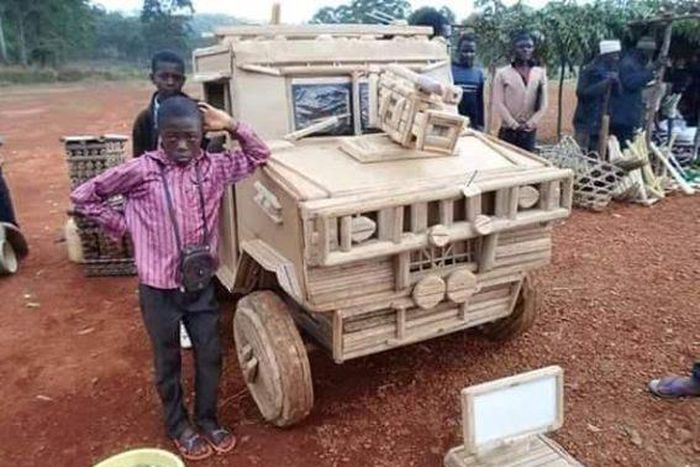 Car built out of cartons