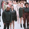 Kanye West and models at New York Fashion Week