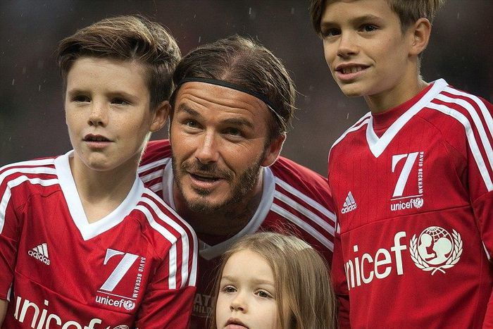 David Beckham and his children before the UNICEF Match for Children