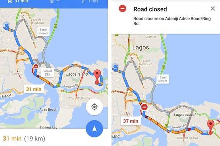 Real time traffic updates on Google Maps in Nigeria