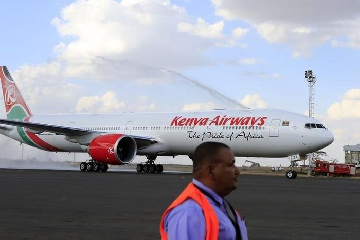 Kenya Airways newly acquired Boeing 777-300ER aircraft, with a sitting capacity of 400 passengers, arrives at the Jomo Kenyatta International Airport in Nairobi October 25, 2013. REUTERS/Noor Khamis