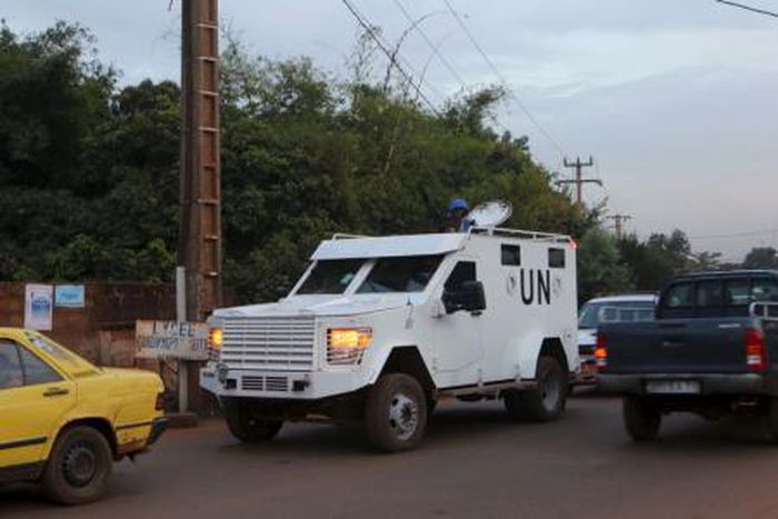 A UN armored vehicle patrols in Bamako, Mali, November 23, 2015.