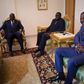 Senegalese President Macky Sall (L) and Beninois President Thomas Boni Yayi (R) pose for a picture with Burkinabe transitional President Michel Kafando (C) at the president's residence in Ouagadougou, Burkina Faso, September 19, 2015.  REUTERS/Joe Penn...