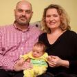 Karolina Dabrowska with partner Matthew Errington and their new born baby.