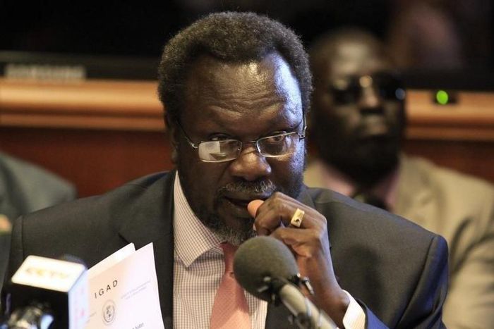 South Sudan's rebel leader Riek Machar addresses a news conference in Ethiopia's capital Addis Ababa, May 12, 2014. REUTERS/Tiksa Negeri
