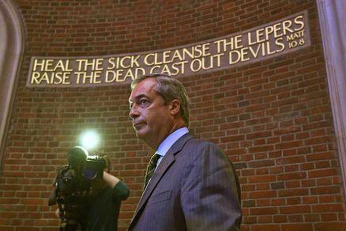 UK's Farage says Merkel stoking Europe's refugee crisis