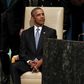 U.S. President Barack Obama sits while being introduced to address the United Nations General Assembly in New York September 28, 2015. REUTERS/Kevin Lamarque