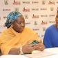 From right, Stephanie Linus in blue outfit