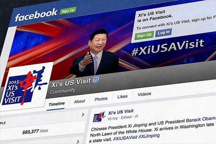 Screen shot of Xi's verified Facebook page