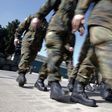 German Bundeswehr armed forces soldiers of the 371st armoured infantry battalion march during a media day of the NATO drill 'NOBLE JUMP 2015' at the barracks in Marienberg April 10, 2015. REUTERS/Fabrizio Bensch