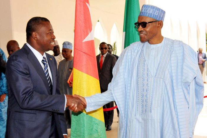 President Muhammadu Buhari receives Togolese counterpart, Faure Gnassingbe in Abuja on September 10, 2015.