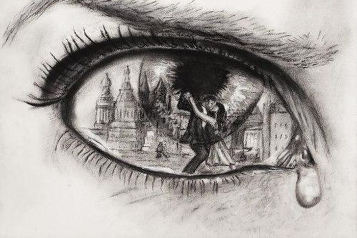 Sketch of teary eye