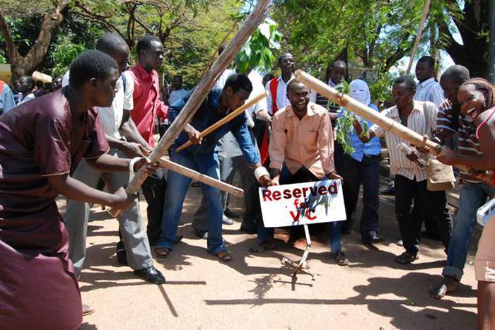 Makerere University students protesting