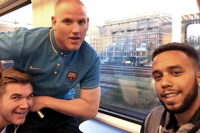 Alek Skarlatos, Spencer Stone and Anthony Sadler who disarmed the gunman on a train at Arras, France. 
