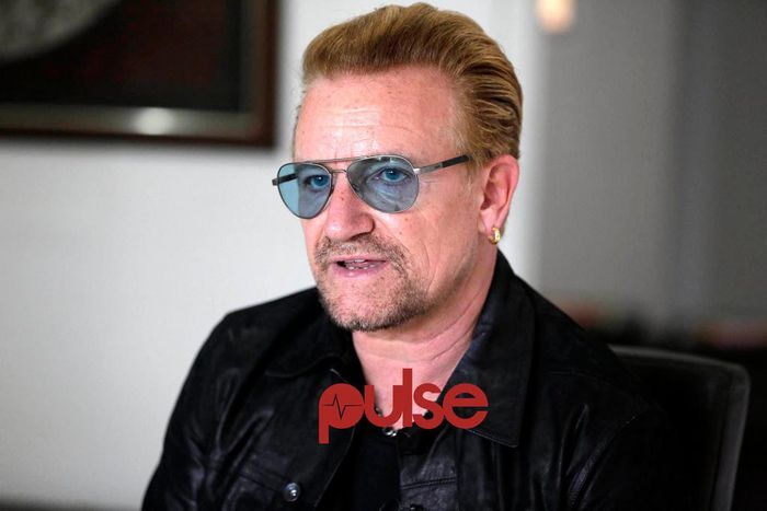 Rock star, Bono at ONE campaign press conference.