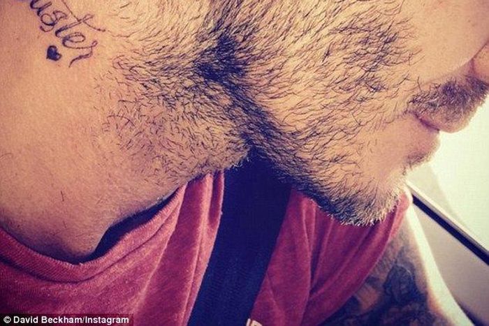 David Beckham tattoos son's name on his neck