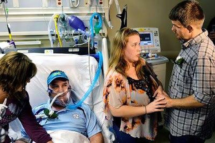 Kaila Kirby and her fiancé Daniel Pardue exchanging wedding vows