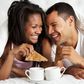 Couple eating together