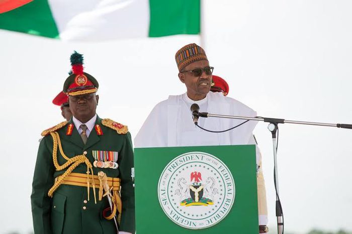 President Buhari addressing Nigerian army in Kadunaon Saturday, September 12, 2015
