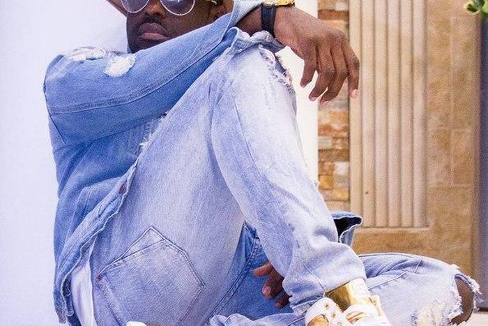 Jim Iyke scores distressed denim on denim