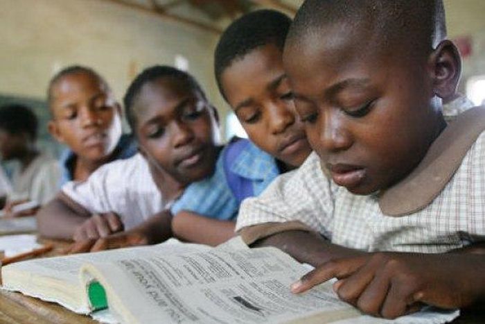 Students in a school in Zimbabwe
