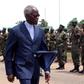 Benin's former president Mathieu Kerekou inspects a guard of honour in the Nigeria-Benin border town of Seme Krake, in a file photo. REUTERS/George Esiri