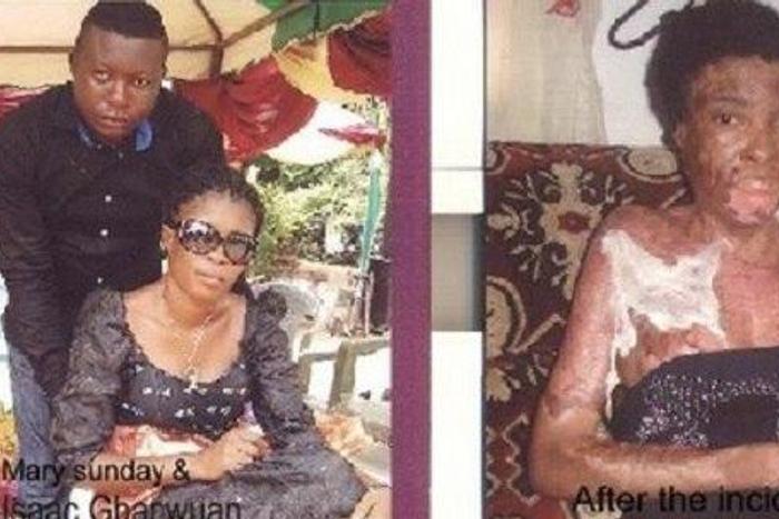 Isaac Gbarwuan and wife Mary Sunday before and after