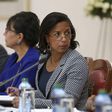 U.S. National Security Advisor Susan Rice (C) joins President Barack Obama (R) as he participates in a bilateral meeting with Kenya's President Uhuru Kenyatta (not pictured) at the State House in Nairobi July 25, 2015. REUTERS/Jonathan Ernst
