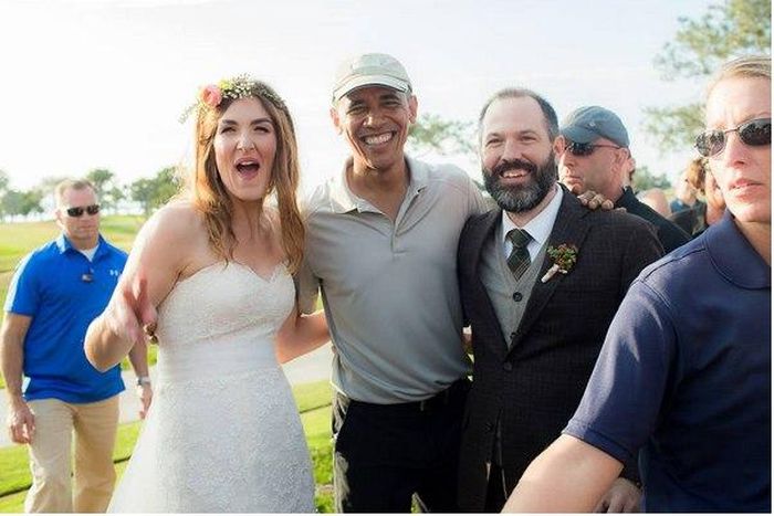 Stephanie was so excited that Obama was the wedding crasher that she started to cry
