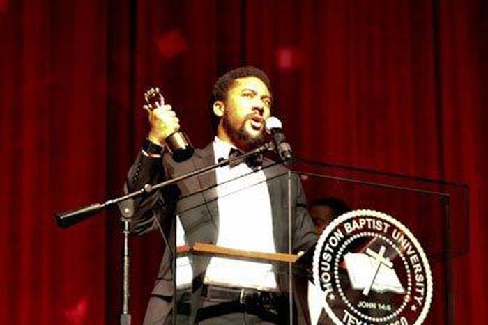 Majid Michel after winning at the Golden Icon awards 2012