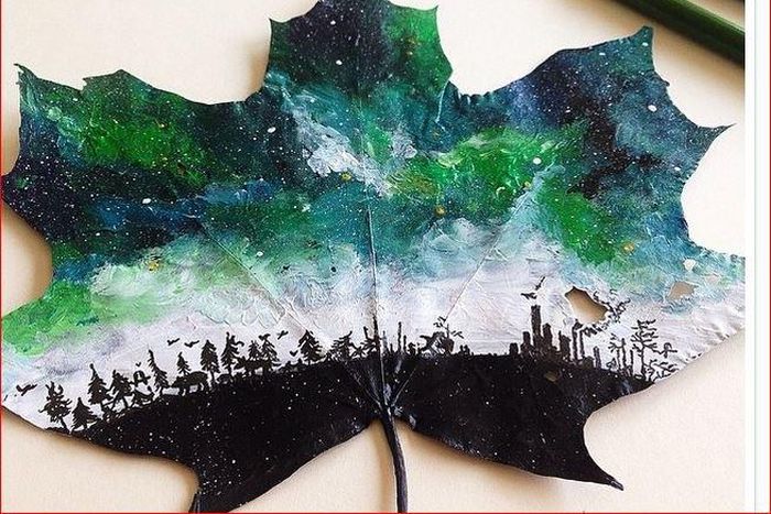 Artist turns fallen and dead leaves into beautiful art work