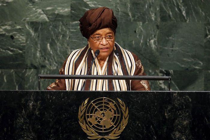 President of Liberia Ellen Johnson-Sirleaf addresses attendees during a plenary meeting of the United Nations Sustainable Development Summit at the United Nations Headquarters in Manhattan, New York September 25, 2015.  REUTERS/Andrew Kelly
