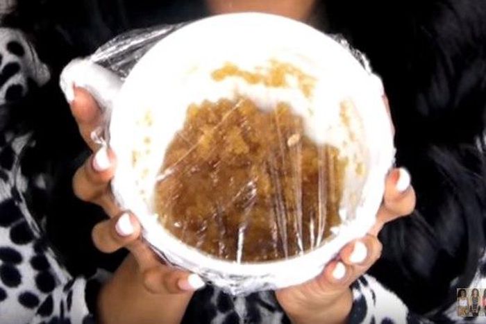 D.I.Y exfoliator including a mix of honey, brown sugar, lemon and olive oil